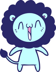 happy cartoon lion in bright neon color