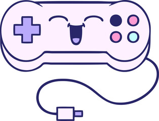 cute cartoon of a game controller in bright neon color © lineartestpilot
