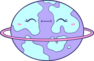 Obraz premium cartoon habitable alien planet in bright neon color