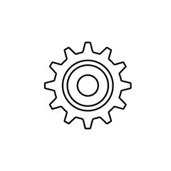 Stylized gear outline with a clean modern aesthetic isolated on a white background silhouette isolated on white background