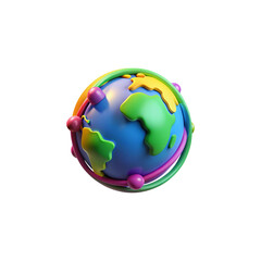 Multi-colored 3D Globe with Arrows Icon