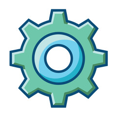 Stylized gear silhouette a mechanical component for industry and technology isolated on white background