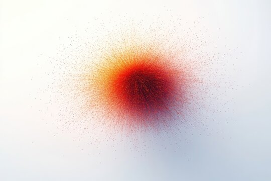 Abstract radial burst, reddish orange sphere
