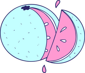 cartoon orange slice in bright neon color