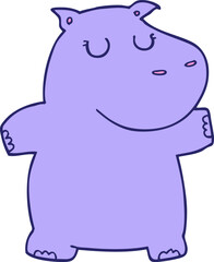 cartoon hippo in bright neon color