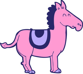 cartoon donkey in bright neon color