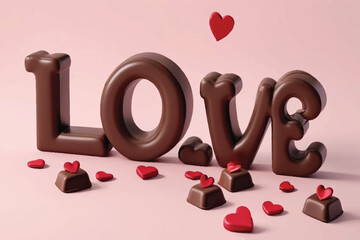  LOVE word sign,Made of chocolate,Valentine's Day