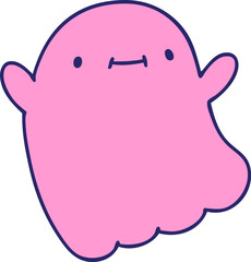 cartoon of a happy halloween ghost in bright neon color