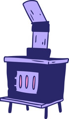 hand drawn cartoon doodle of a house furnace in bright neon color