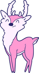 cartoon happy stag in bright neon color