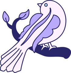 tattoo in traditional style of a bird on a branch in bright neon color