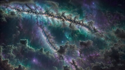 Colorful Spiral Galaxies and Nebulas in Deep Space