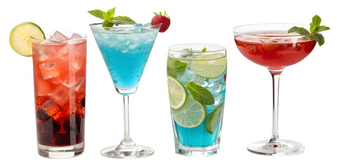 cocktail with lime on transparent background