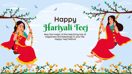 Vector illustration of happy hariyali teej festival 
