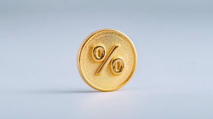 Golden Percentage Coin: Discount, Finance, Sale, Promotion