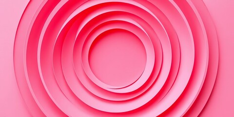 Abstract layered concentric circles, pink and red hues, modern paper cut style, minimal, composition