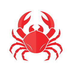 Red crab with claws and legs on white background crustacean