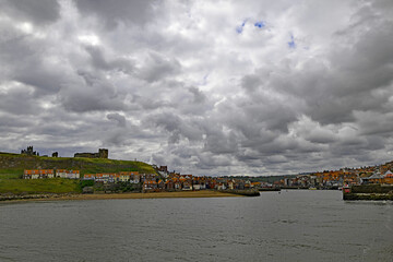 Cloudy sky over Whitby, in July, 2025.