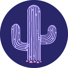 iconic tattoo style image of a cactus in bright neon color