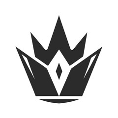 Stylized dark crown with white diamond shape symbol royalty