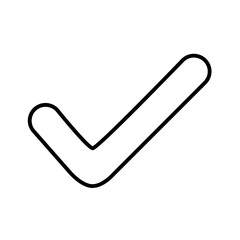 Illustration of a white and black check mark on a white background