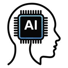 Artificial Intelligence Head with Circuit Board Lines