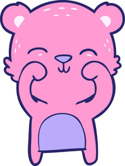 happy cartoon bear in bright neon color
