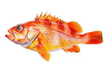Fototapeta premium Vibrant orange and yellow fish with detailed scales on ocean marine