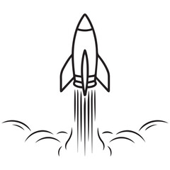 Outline Rocket Icon – Business Launch, Success Concept