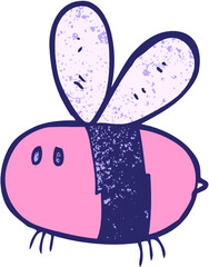 cartoon bee in bright neon color
