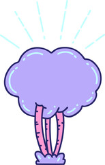 illustration of a traditional tattoo style tree in bright neon color