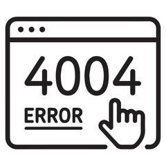 404 Error Page with Hand Cursor Icon – Vector Web Illustration