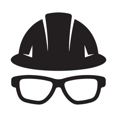 Black hard hat and safety glasses hardhat protection