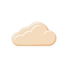 Simple cloud illustration with puffy shape in pastel colors, isolated against a white background for meteorological design elements
