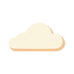 Floating cloud illustration with simple shapes and pastel yellow tones on a seamless white background