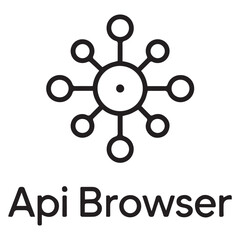 Minimal API Network Icon with Central Hub and Nodes, Line Art Style