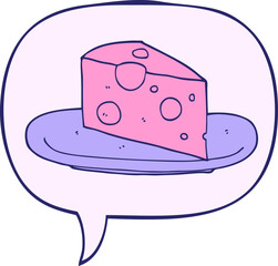 cartoon cheese with speech bubble in bright neon color
