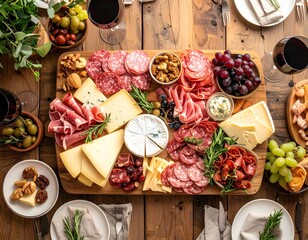 Assorted charcuterie board with cured meats