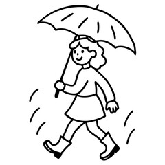 little girl with umbrella, woman with umbrella, Rainy days woman walk with an umbrella