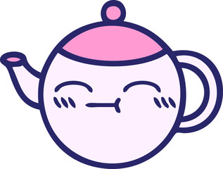 cute cartoon of a teapot in bright neon color