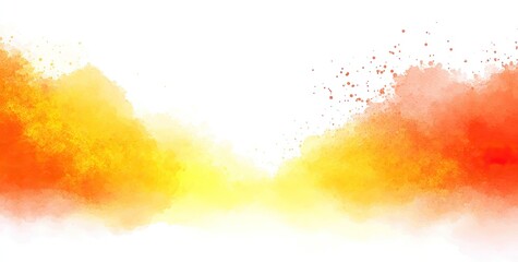 Abstract watercolor paint splashes in orange and yellow