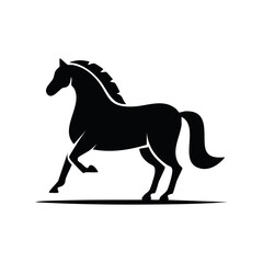 Fototapeta premium Stylized Silhouette of a Black Horse Running in Profile on Plain Background