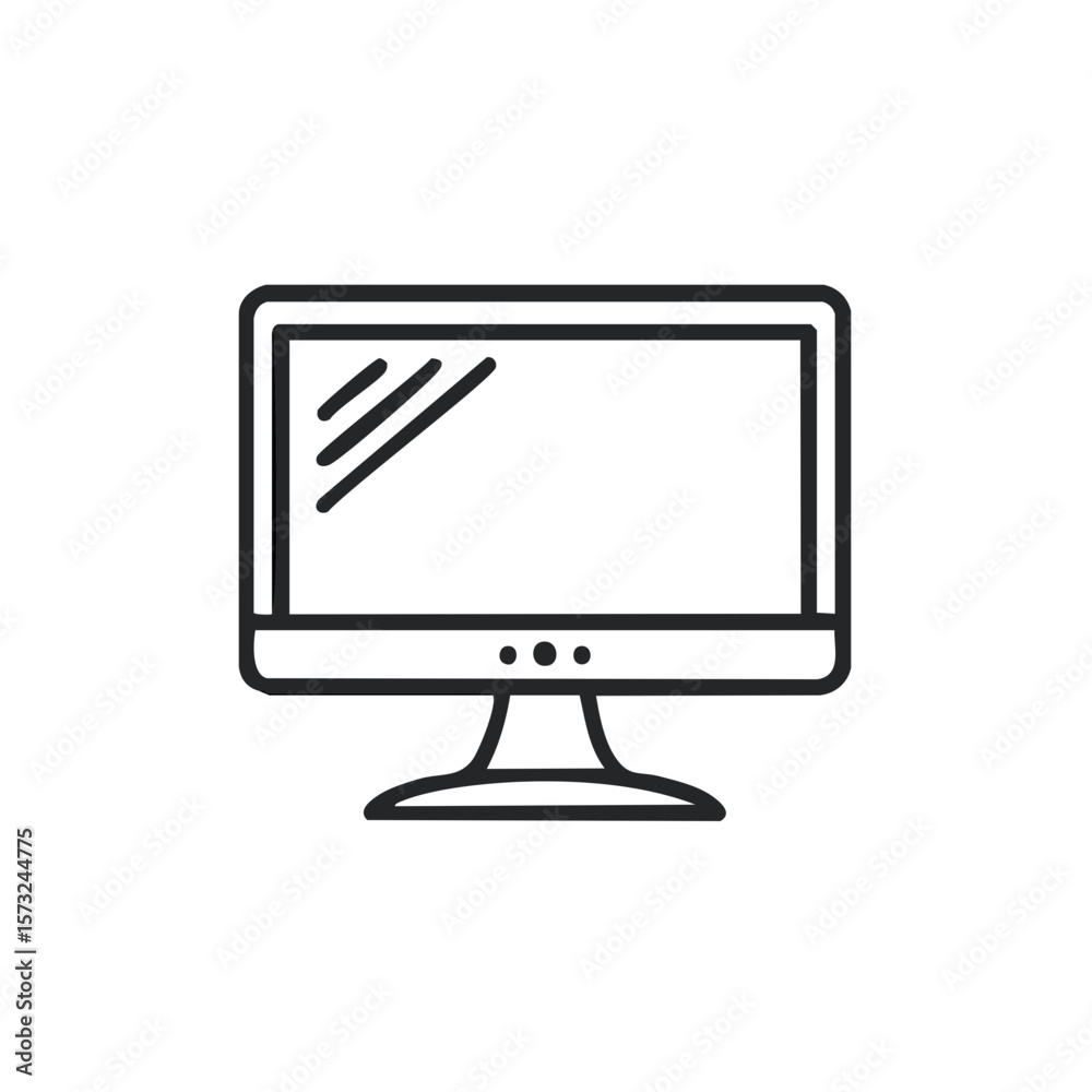Fototapete Minimalist Line Art Illustration of Computer Monitor Display Screen Device