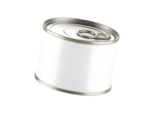 food-tin can mockup with blank white label isolated on white background PNG, AI GENERATED
