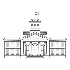 Neoclassical government building with columns and cupola silhouette