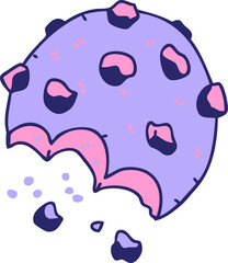 hand drawn quirky cartoon cookie in bright neon color