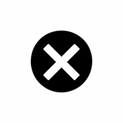 Black circle with a white cross symbol representing cancellation or error