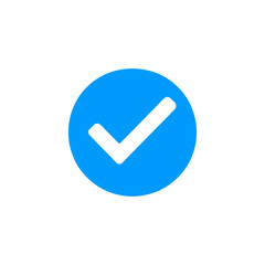 Simple blue circle with a white checkmark icon representing approval or success © NeoDesignLab