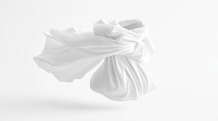 Obraz premium White fabric draped in a knot, flowing, soft, smooth