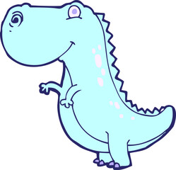 Naklejka premium cartoon dinoaur in bright neon color
